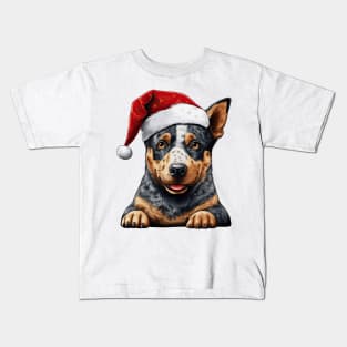 Christmas Peeking Australian Cattle Dog Kids T-Shirt